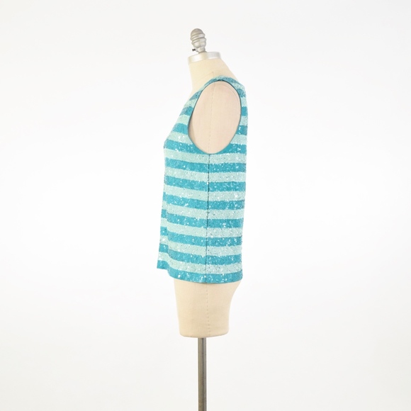NWT J.Crew Sequin Stripe Tank in Green - Picture 5 of 7